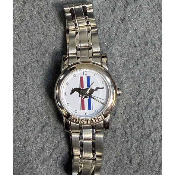 Ford Accessories - Ladies Ford Mustang Watch Stainless Steel Official Licensed Pony Needs Battery